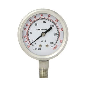 401DFW-254CH PIC 2 1/2"  Dry Gauges, 1/4"  bottom connection, 30"  x 300# PSI Ammonia Scale