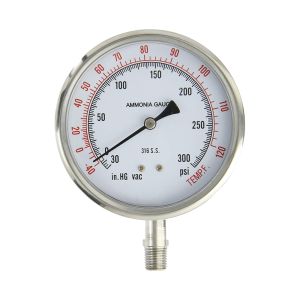 401DFW-404CH PIC 4"  Dry Gauges, 1/4"  bottom connection, 30"  x 300# PSI Ammonia Scale