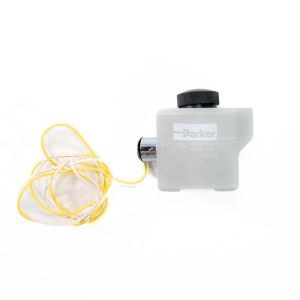 Parker RS Front view of encapsulated Coil PK 230V/50Hz showing yellow-white wires. Showing product details. SKU 251756.