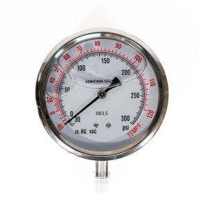 401L-404CH 4 Liquid Filled Stainless Ammonia Gauge -30 To 300 # 1/4 Bottom Connection