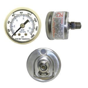 PIC Gauges 40MM-SS-E 40 mm, 0-100 Psi, 1/8 Center Back Mount, Stainless Steel Case, 316Ss Internals